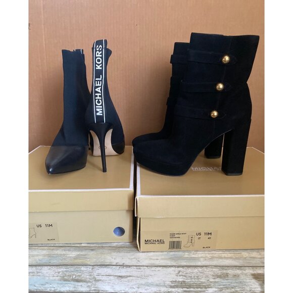 2 Pairs of NEW Michael Kors Boots in Boxes Size 11 Vickey Bootie & Maisie Boot - Picture 1 of 10